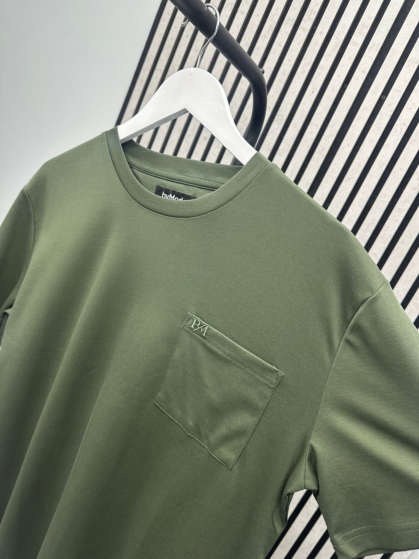Khaki BM Embroidered Pocket T-Shirt