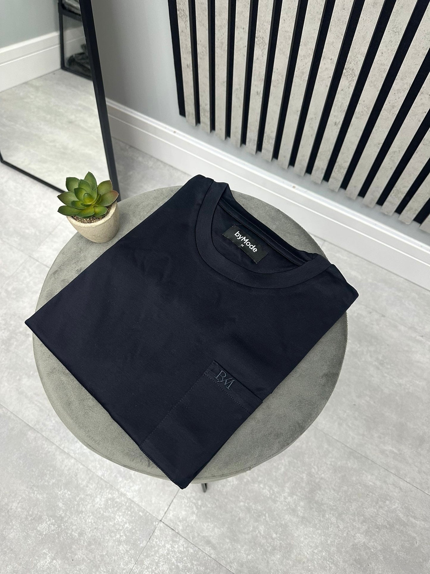 Dark Navy BM Embroidered Pocket T-Shirt