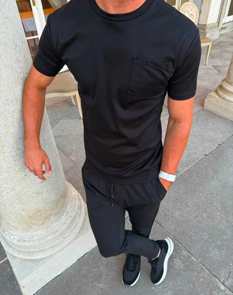 Black BM Embroidered Pocket T-Shirt