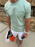 Teal BM Embroidered Pocket T-Shirt