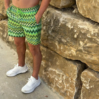 Lime Green Pattern Shorts