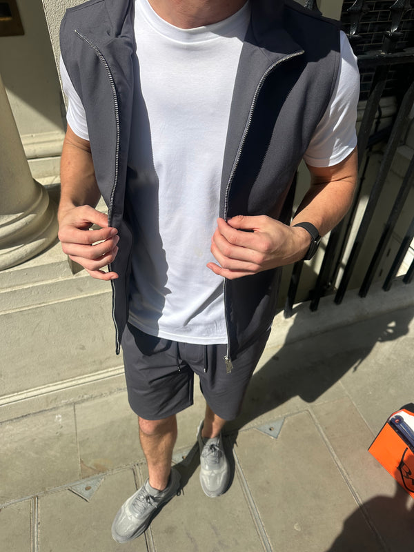 Grey Smart Casual Set - Shorts