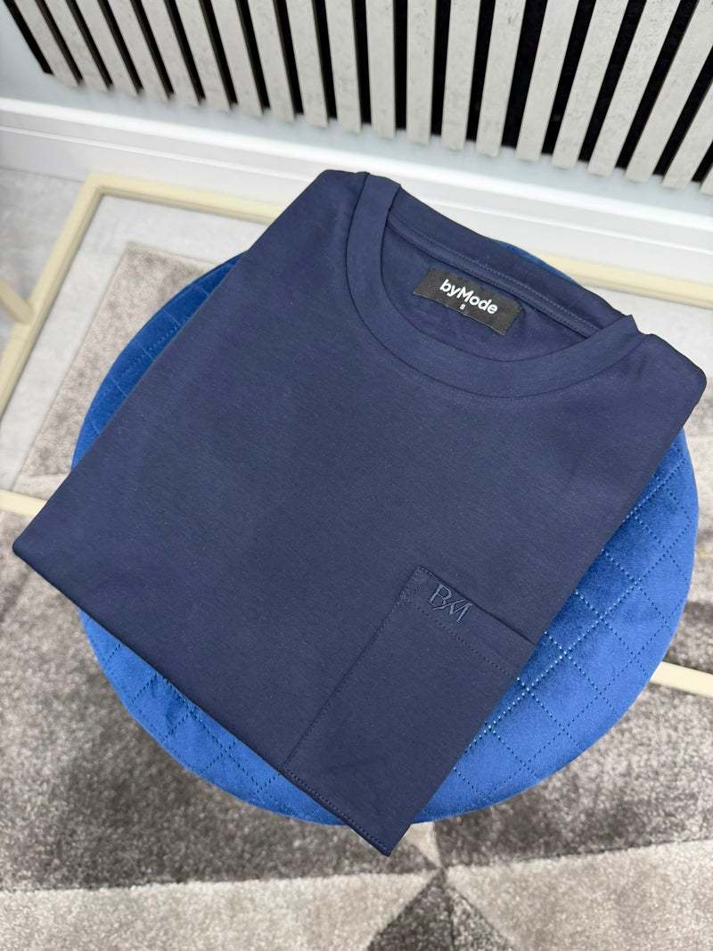 Navy BM Embroidered Pocket T-Shirt