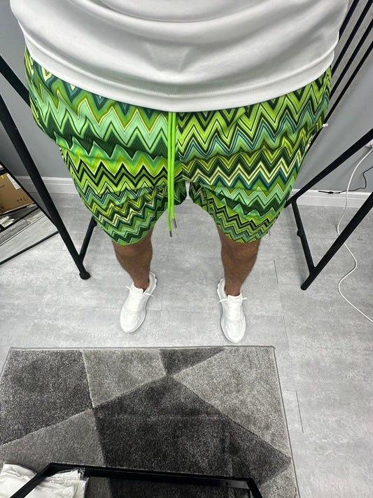 Lime Green Pattern Shorts