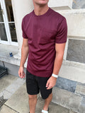 Burgundy BM Embroidered Pocket T-Shirt