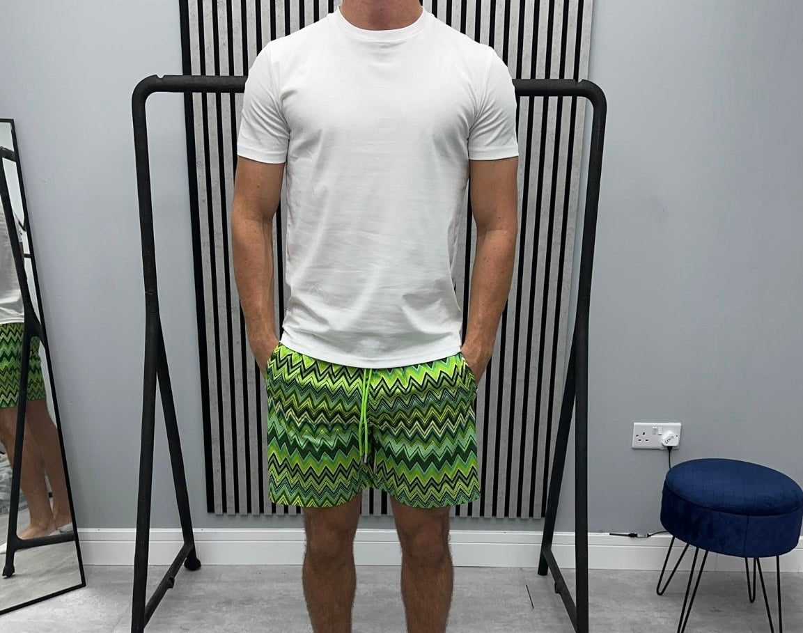 Lime Green Pattern Shorts