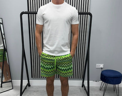 Lime Green Pattern Shorts