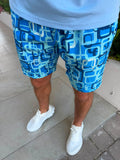 Blue Square Pattern Shorts