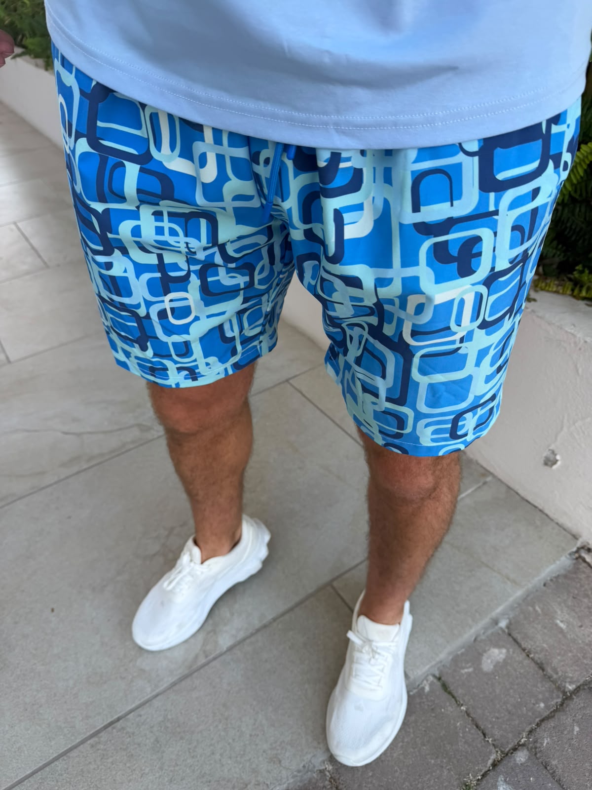 Blue Square Pattern Shorts