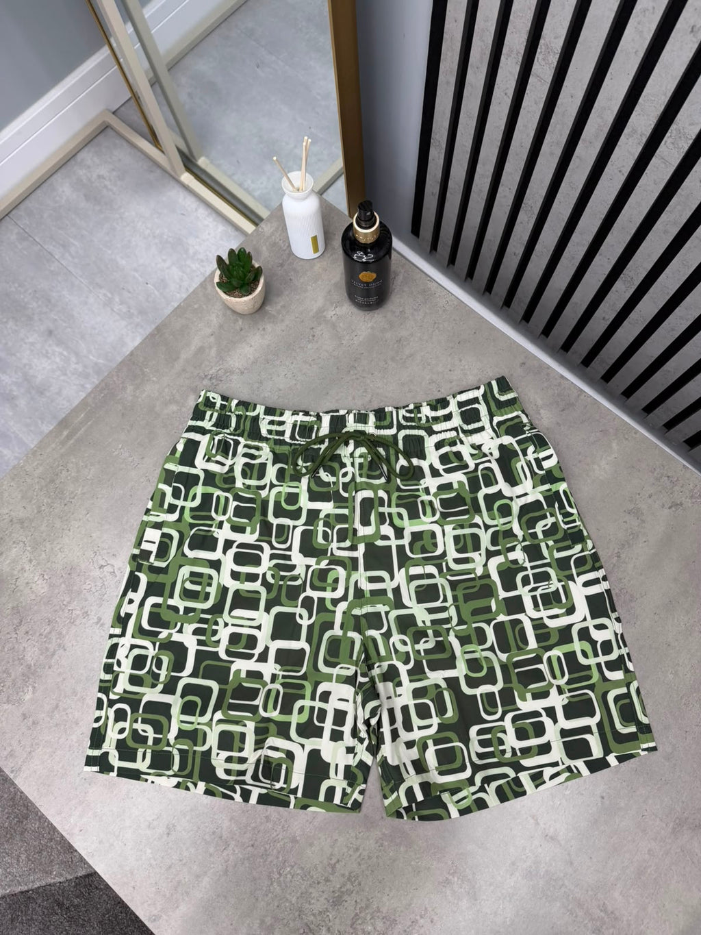 Green Square Pattern Shorts