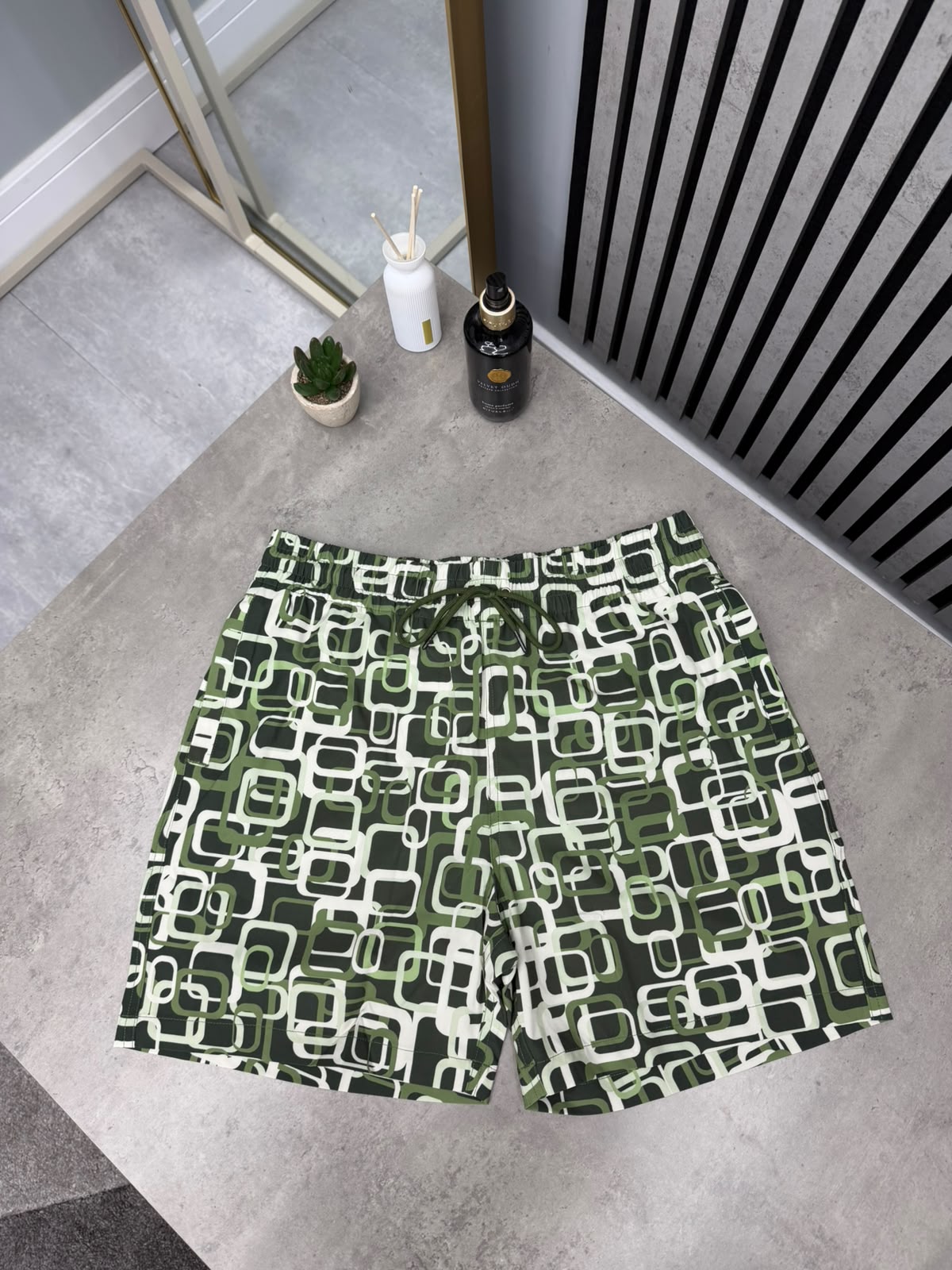 Green Square Pattern Shorts