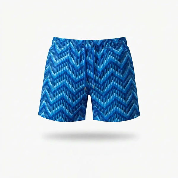 Blue Zig-Zag Swim Shorts