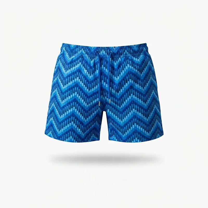 Blue Zig-Zag Swim Shorts